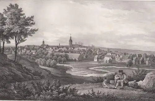 Lithografie: Radeburg, Grafik, Ansicht, um 1836, Eduard Pietzsch, Saxonia