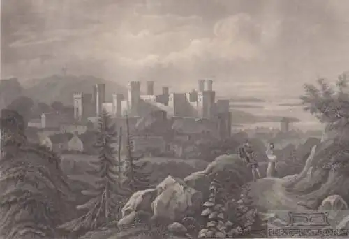 Caernarvon Castle. aus Meyers Universum, Stahlstich. Kunstgrafik, 1850