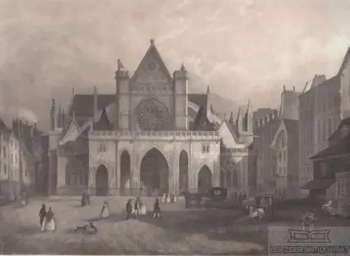 Kirche St. Sulpice D' Auxerre in Paris. aus Meyers Universum, Stahlstich. 1850