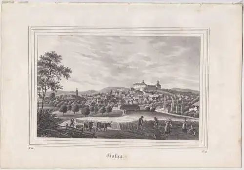 Lithografie: Gotha, Eduard Pietzsch, Grafik, um 1836, Ansicht, Thüringen