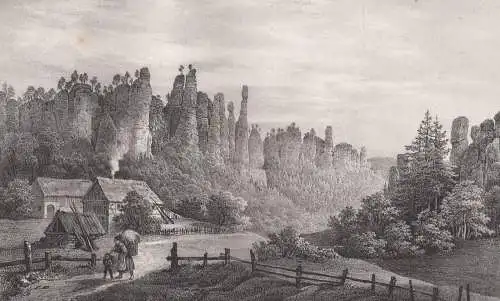 Lithografie: Partie aus dem Bielgrunde, Grafik, 1836, Saxonia, Eduard Pietzsch