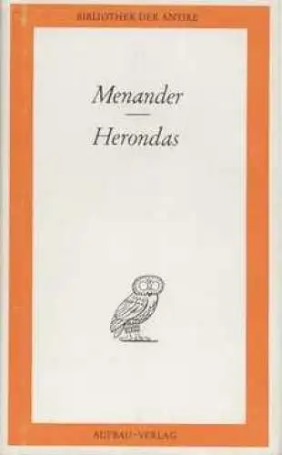 Buch: Menander. Herondas, Treu, Kurt und Ursula. Bibliothek der Antike, 1980