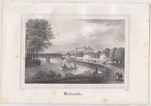 Lithografie: Weissenfels, Eduard Pietzsch, Grafik, um 1836, Ansicht, Saxonia