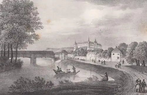 Lithografie: Weissenfels, Eduard Pietzsch, Grafik, um 1836, Ansicht, Saxonia