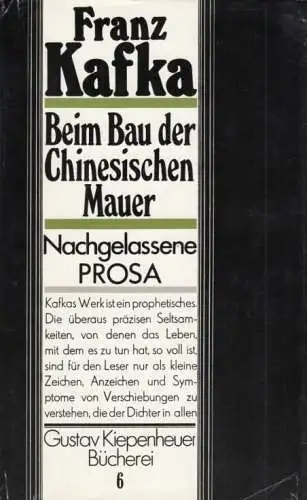 Buch: Beim Bau der Chinesischen Mauer, Kafka, Franz. Gustav Kiepenheuer Bü 21913