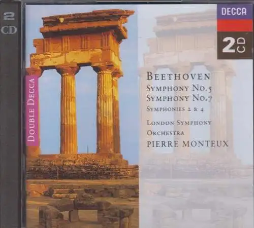 Doppel-CD: Beethoven, Symphony No. 5, 7, 2, 4, 1994, Pierre Monteux, Decca