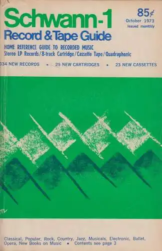 Buch: Schwann-1 Catalog. October 1973, Record & Tape Guide. Volume 25, Number 10