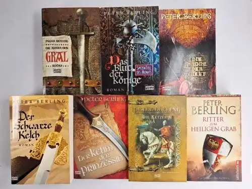 7 Bücher Peter Berling: Gralszyklus 1-5, Die Ketzerin, Ritter zum Heiligen Grab