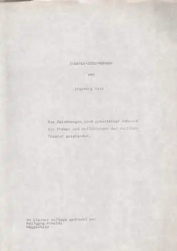 Buch: Theater-Zeichnungen, Voss, Ingeborg, ohne Verlag, gebraucht, gut