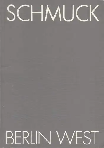 Buch: Schmuck Berlin West, Ludwig, Reinhold. 1988, gebraucht, gut
