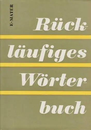 Buch: Rückläufiges Wörterbuch, Matter, Erich, 1970, Verlag Enzyklopädie