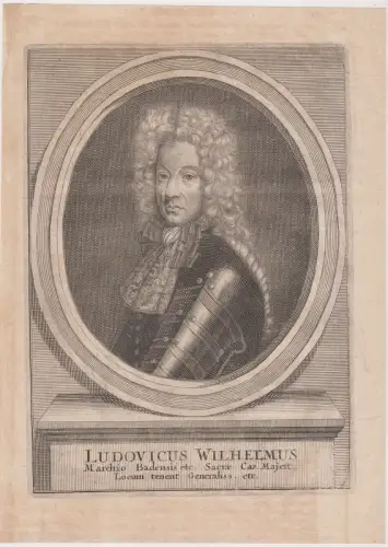 Kupferstich: Ludovicus Wilhelmus, Original, um 1690, Theatrum Europaeum, Merian