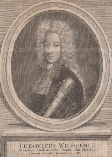 Kupferstich: Ludovicus Wilhelmus, Original, um 1690, Theatrum Europaeum, Merian