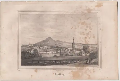 Lithografie: Kirchberg, Eduard Pietzsch & Comp, Grafik, Saxonia, 1836, Ansicht