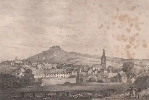 Lithografie: Kirchberg, Eduard Pietzsch & Comp, Grafik, Saxonia, 1836, Ansicht