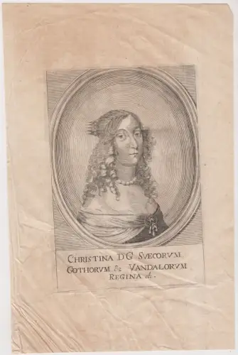 Kupferstich: Christina D. G. Svecorum, Original, um 1690, Theatrum Europaeum