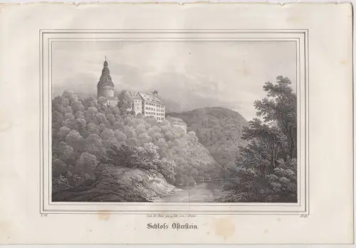 Lithografie: Schloss Osterstein, Eduard Pietzsch, Grafik, Saxonia, 1836, Ansicht
