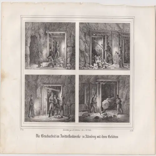Lithografie:Die Brucharbeit im Zwitterstockwerke..., Pietzsch, Grafik, Saxonia
