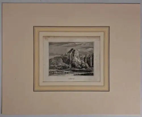 Stahlstich: Döben, Meyers Universum, um 1842, Grafik, Ansicht, Grimma, Sachsen