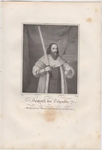 Lithografie: Heinrich der Erlauchte, um 1836, Saxonia, Portrait, Eduard Pietzsch