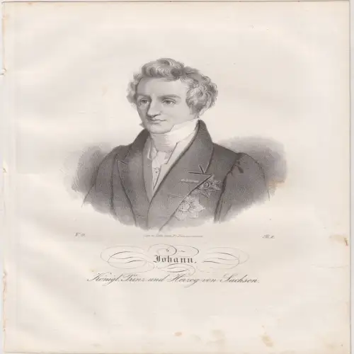 Lithografie: Johann, Prinz v. Sachsen, 1836, Saxonia, Portrait, Eduard Pietzsch