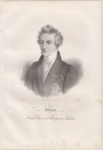 Lithografie: Johann, Prinz v. Sachsen, 1836, Saxonia, Portrait, Eduard Pietzsch