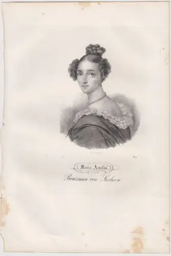 Lithografie: Maria Amalia v. Sachsen, 1836, Saxonia, Portrait, Eduard Pietzsch