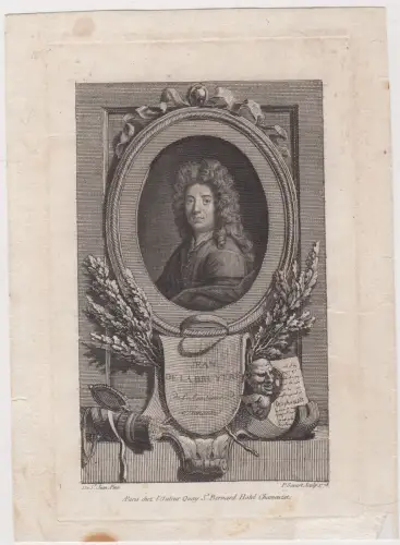 Kupferstich: Jean de la Bruyere, Grafik, Portrait, Frankreich, Pflanzgesteck