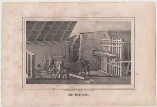 Eine Pochwäsche, Original-Lithografie, Saxonia, C. W. Arldt, nach Metzner 353244