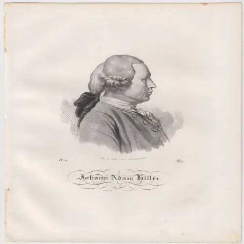 Lithografie: Johann Adam Hiller, 1836, Saxonia, Portrait, Eduard Pietzsch