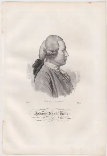 Lithografie: Johann Adam Hiller, 1836, Saxonia, Portrait, Eduard Pietzsch