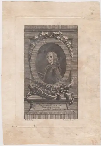 Kupferstich: Voltaire, Louis Jaques Cathelin, Maurice Quentin de La Tour, Grafik