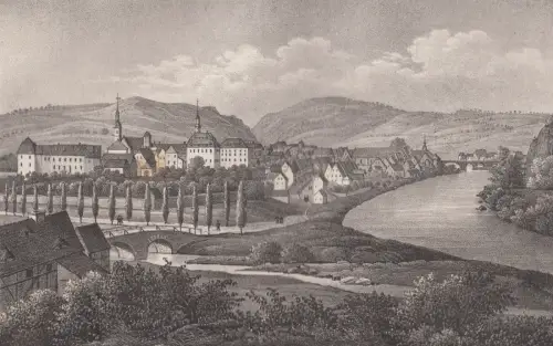 Lithografie: Waldheim, Ansicht, Eduard Pietzsch & Comp, um 1836, Saxonia, Grafik