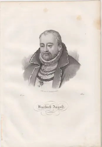Lithografie: Kurfürst August, um 1836, Saxonia, Portrait, Eduard Pietzsch