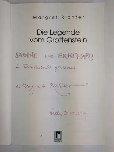 Buch: Die Legende vom Grottenstein, Magret Richter, 2004, SIGNIERT!, 2 Bände