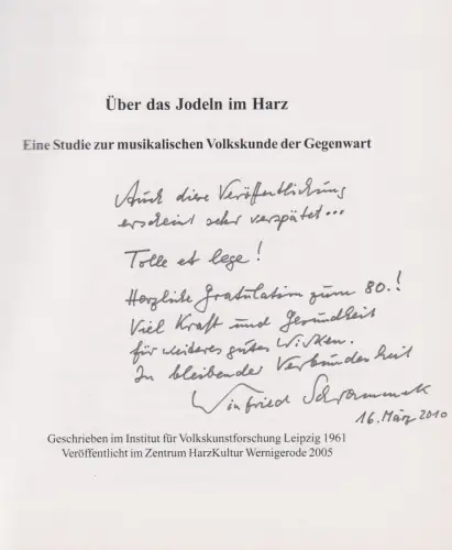 Buch: Über das Jodeln im Harz, Schrammek, Winfried, 2007, gebraucht, sehr gut