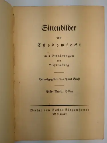 Buch: Sittenbilder, Chodowiecki, Kiepenheuer, Weimarer Liebhaberdrucke, 2 Bände