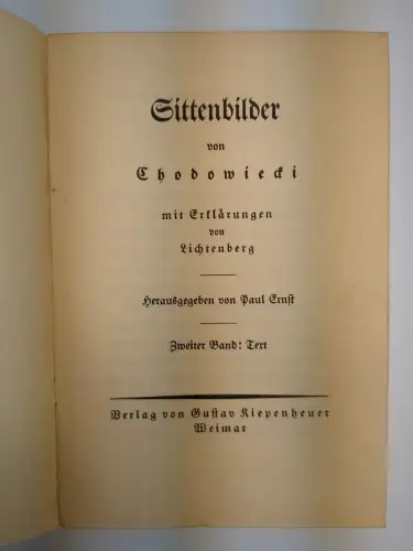 Buch: Sittenbilder, Chodowiecki, Kiepenheuer, Weimarer Liebhaberdrucke, 2 Bände