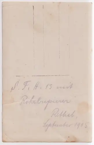 AK S. F. H. 13 mit Rohrkrepierer Rethel, September 1915, Postkarte, Fotokarte