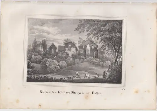 Lithografie: Ruinen des Klosters Altenzelle bey Nossen, um 1836, Eduard Pietzsch