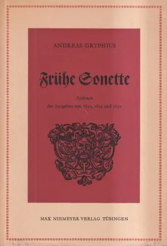 Buch: Frühe Sonette, Andreas Gryphius, 1964, Max Niemeyer,. gebraucht, gut