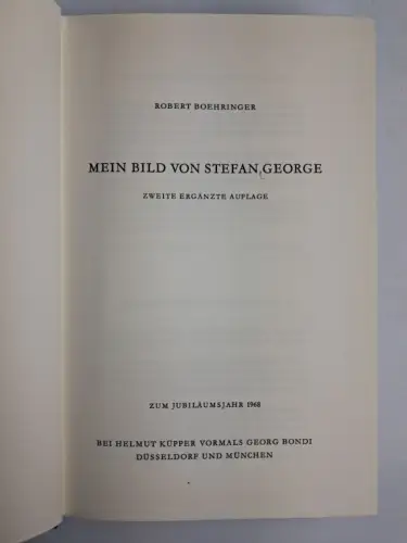 Buch: Mein Bild von Stefan George, Robert Boehringer, 2 Bände, 1967, Küpper
