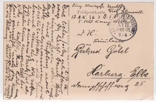AK Feldpostkarte 1917, Postkarte, gelaufen, Erster Weltkrieg, gebraucht, gut