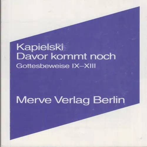 Buch: Davor kommt noch, Kapielski, Thomas, 1998, Merve Verlag, gebraucht, gut