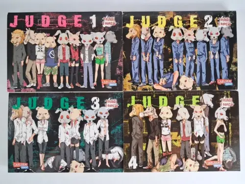 4 Mangas: Judge 1-4, Yoshiki Tonogai, Carlsen Manga, Mystery, gebraucht, gut