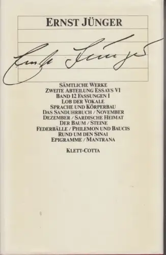 Buch: Essays VI / Fassungen I, Jünger, Ernst. 1979, Klett-Cotta Verlag