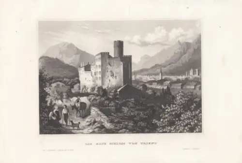 Das alte Schloss von Trient. aus Meyers Universum, Stahlstich. Kunstgrafik, 1850