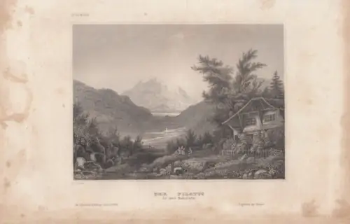 Der Pilatus in der Schweiz. aus Meyers Universum, Stahlstich. Kunstgrafik, 1850