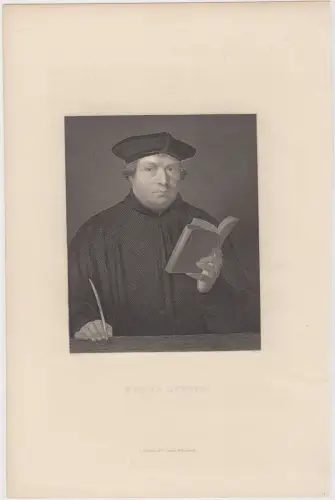 Stahlstich: Martin Luther, 1840, Grafik, A. Fullartin & Co., Sachsen, Portrait