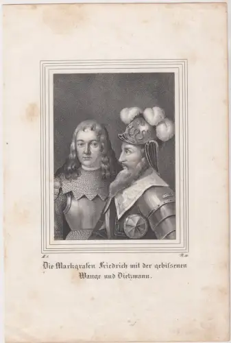 Lithografie: Die Markgrafen Friedrich mit der gebissenen..., um 1850, Grafik